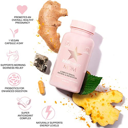 HAIRtamin MOM Vegan Prenatal & Postnatal Multivitamin Supplement & Hair Vitamin Pregnancy