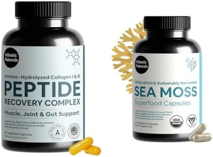 Atlantic Naturals Recovery & Daily Wellness Stack – Peptide Recovery Complex 90 Capsules + Organic Irish Sea Moss Capsules 120ct | Post-Workout Recovery & Daily Immune Support