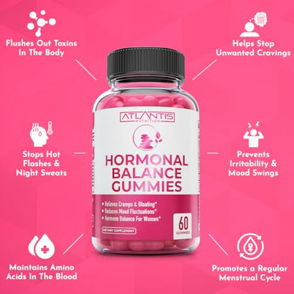 Hormonal Balance For Women & PMS Relief Gummies - Alleviates Cramps, Bloating, Mood Swings