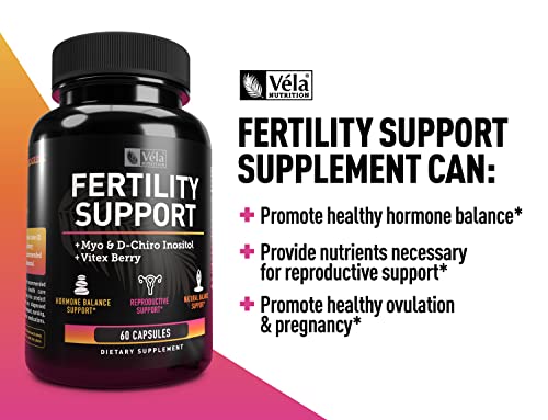 Vela Fertility Support Supplement | + Myo & D-Chiro Inositol + Vitex Berry | Reproductive Support