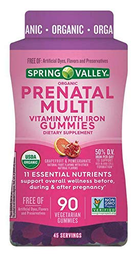 Spring Valley Organic Prenatal Multi Vitamin with Iron, Grapefruit & Pomegranate, 90 Gummies