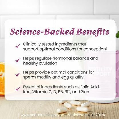 Fertility Supplement for Women with Prenatal Vitamins – Folic Acid, Iron, Vitamin C, D, B6, B12, Zinc