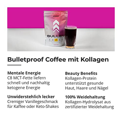 ahead BULLET | C8 MCT Powder with Collagen Powder - Vanilla - 300g - Perfect for Bulletproof Coffee