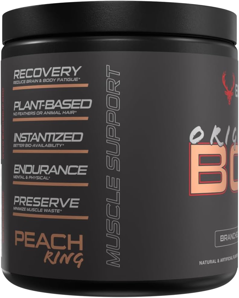 Bucked Up Original BCAA 2:1:1 Branched Chain Essential Amino Acids - Supplement Powder - | 100% Pure 2:1:1 Instantized Formula | Pre/Post Workout | 30 Servings | (Peach Ring Flavor)