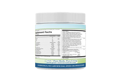 PURE® Greens Superfoods Powder - 30 Servings - 5300mg Raw Organic Greens & 1000mg Antioxidant Blend - with Probiotics & Digestive Enzymes - Wheatgrass, Spirulina & Chlorella - Lemon Lime Flavor