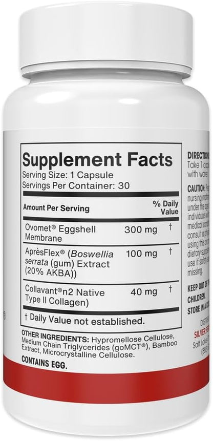Silver Fern Joint Complex Daily Joint Support 30 Capsules, 30-Day Supply | AprèsFlex Boswellia, Ovomet Eggshell Membrane & Type II Collagen