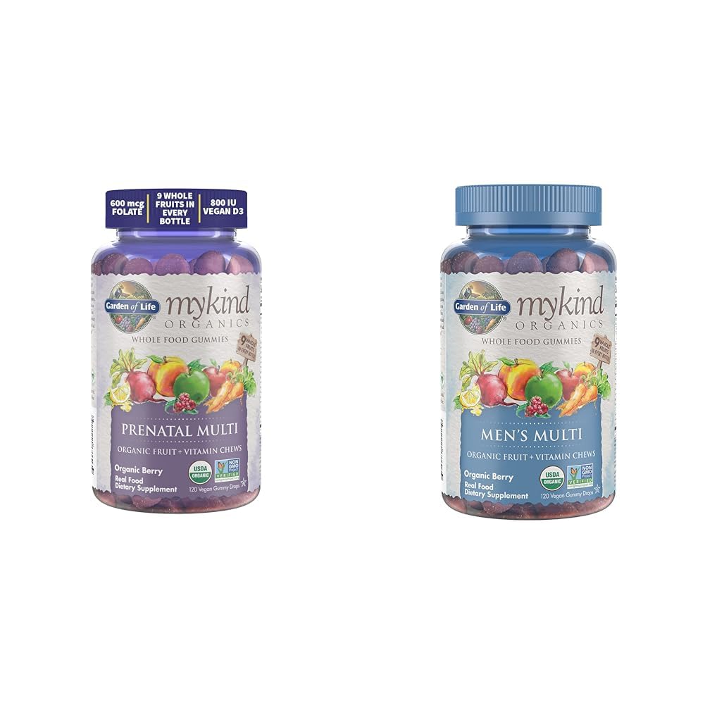 Garden of Life Organics Prenatal Gummies Multivitamin with Vitamin D3, B6, B12 & Organics Men's