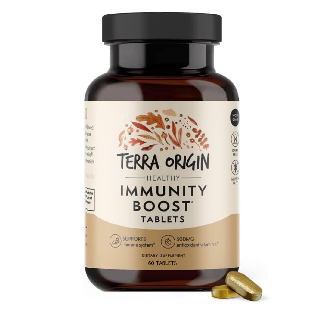 TERRA ORIGIN Immunity Support Supplement | Vitamin C, D3, Zinc, Selenium, Turmeric, Echinacea, Ginger & Andrographis with BioPerine | Daily Immune Booster & Antioxidant Blend | 30 Tablets