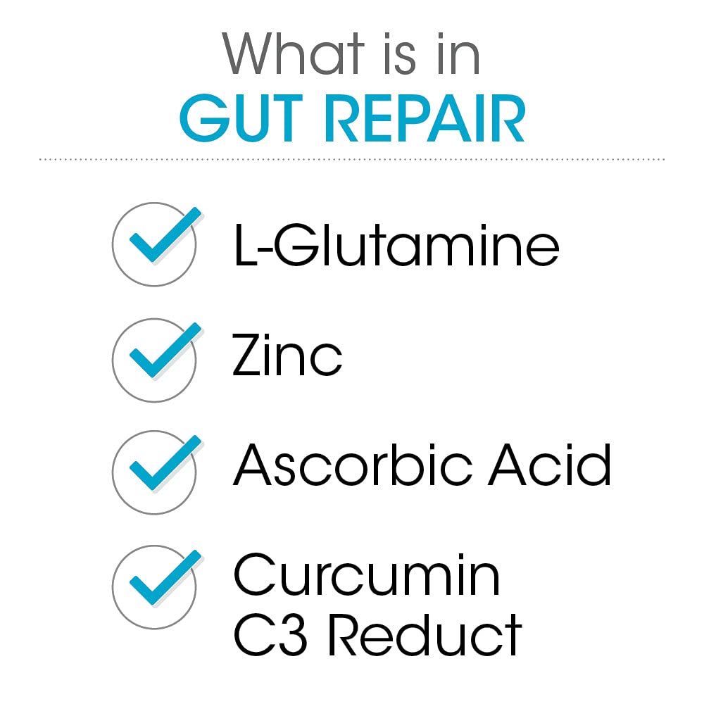 Silver Fern Gut Repair - Digestive Health Supplement Powder | L-Glutamine, Curcumin, Zinc & Ascorbic Acid (1 Tub - 30 Servings)