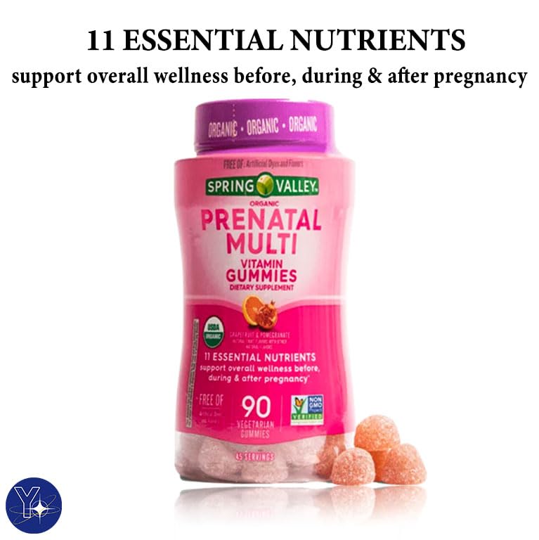 Grapefruit & Pomegranate Prenatalmulti Vitamin Spring Valley Non GMO Dietary Supplement Gummies
