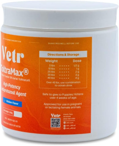 Vetr's Toltramax Toltrazuril Powder for Horses, Dogs, Cats, 100g (10.0%, Chicken)