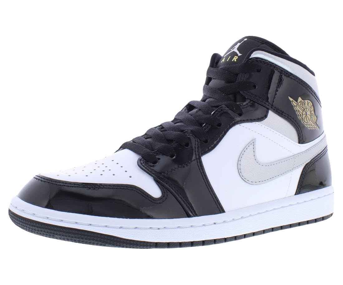Nike Air Jordan 1 Mid SE Mens Trainers HV0789 Sneakers Shoes (UK 9 US 10 EU 44, Black Metallic Silver White 010)