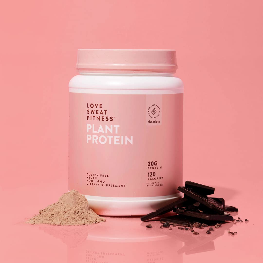 Love Sweat Fitness Organic Vegan Protein Powder for Women | 20g Plant Protein | No Bloat, No Chalk | Vanilla | Sugar Free, Gluten Free, Non-GMO | 28 Servings