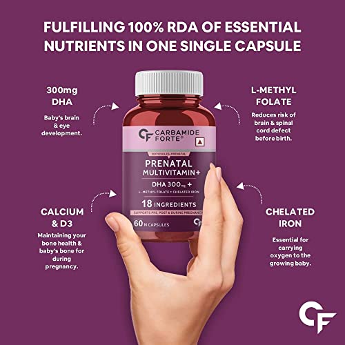 Roti Prenatal Multivitamin for Pregnancy with 300mg DHA & 18 Ingredients - 60 Capsules