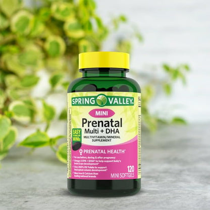 IKJ Mini Prenatal Multi + DHA Complete Multivitamin/Multimineral Supplement Mini Softgels