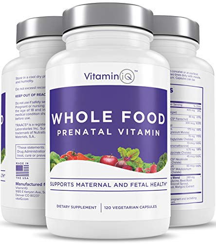 VitaminIQ Whole Food Prenatal Vitamins (120 Capsules) Natural Support for Maternal and Fetal Health