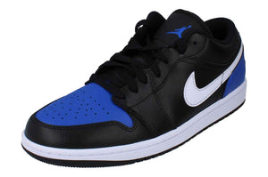 Nike Air Jordan 1 Low Mens Basketball Shoes (553558-042, Black/Game Royal/White) Size 10