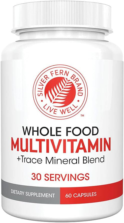 Silver Fern Whole Food Daily Multi Vitamin w/Trace Mineral Blend Supplement | 1 Bottle - 60 Vegicaps - 30 Day Supply - Natural, Non-GMO, Vegan, Men's & Women's Multivitamin - Zero Synthetics