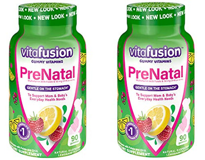 Vitafusion Prenatal Dha & Folic Acid Gummy Vitamins 90 Count (2 pack)
