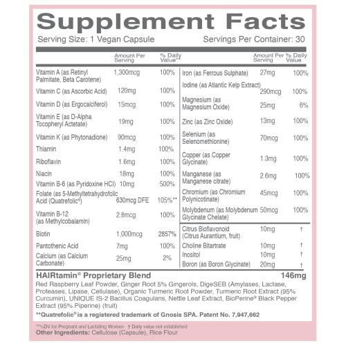 HAIRtamin MOM Vegan Prenatal & Postnatal Multivitamin Supplement & Hair Vitamin Pregnancy