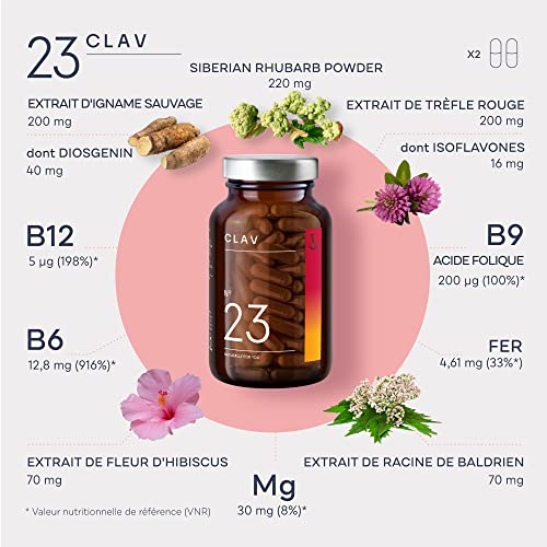 CLAV Meno Balance - Menopause Support - with Wild yam Root, Red Clover, Siberian Rhubarb