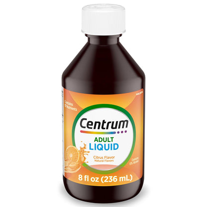 Centrum Liquid Multivitamin for Adults, Multivitamin/Multimineral Supplement with B Vitamins and Antioxidants, Citrus Flavor - 8 Fl Oz
