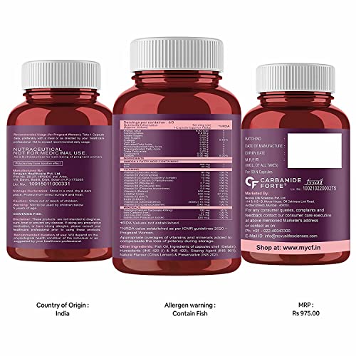 Roti Prenatal Multivitamin for Pregnancy with 300mg DHA & 18 Ingredients - 60 Capsules