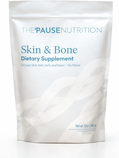 The 'Pause Life Skin & Bone Collagen Peptides + Hyaluronic Acid, 12 OZ | Verisol & Fortibone collagen peptides with hyaluronic acid & vitamin C. Gluten free. Supports skin, nails & hair health