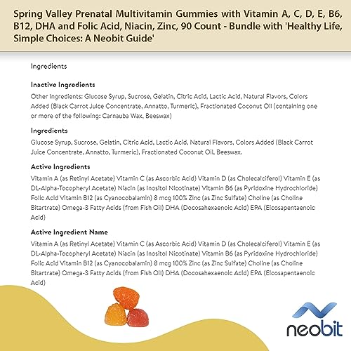Spring Valley Prenatal Multivitamin Gummies with Vitamin A, C, D, E, B6, B12, DHA and Folic Acid