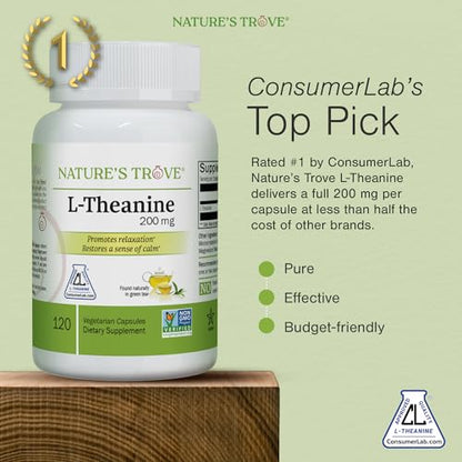 Nature's Trove L-Theanine 200mg 120 Vegetarian Capsules