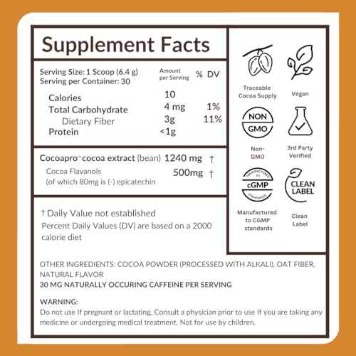 CocoaVia Cocoa Flavanols 500mg – Heart and Brain Support, High Flavanol Cocoa Powder