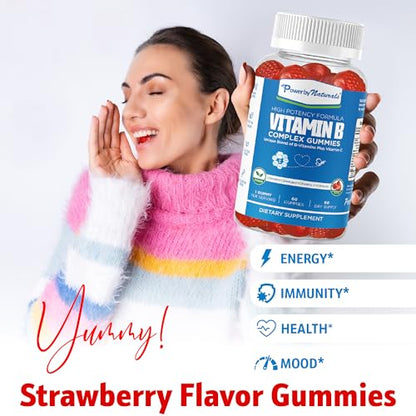 Power By Naturals B Complex Vitamins for Women - 60 Vegan Gummies for Prenatal Support, Energy Boost