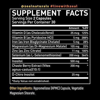 Vela Fertility Support Supplement | + Myo & D-Chiro Inositol + Vitex Berry | Reproductive Support