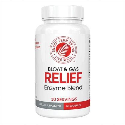 Silver Fern Bloat & Gas Relief Digestive Enzyme Blend 1 Bottle 30 Servings | FODMAP & Bloating Digestion Supplement with Tolerase L, Pectinase & More (1 Bottle)