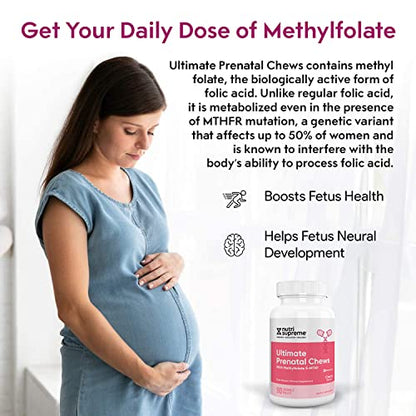 Nutri Supreme Prenatal Vitamin, Chewable Prenatal Vitamins for Women