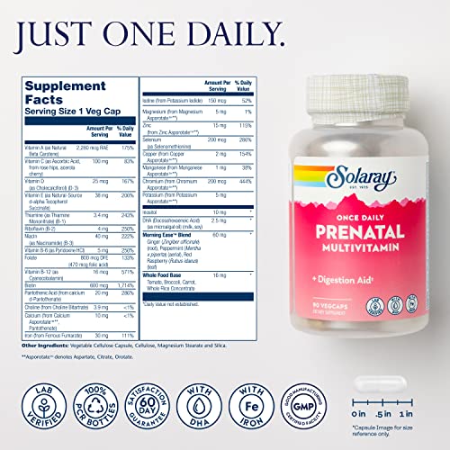 Solaray Once Daily Prenatal Multivitamin with Iron & DHA, Prenatal Vitamins and Minerals