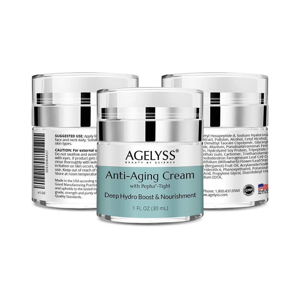 Agelyss Anti-Aging Cream With Pepha-Tight - For Wrinkles & Fine Lines - Paraben-Free, Cruelty-Free, Vegan - 1 fl oz. - Pack of 1