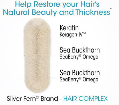 Silver Fern Hair Complex - Hair Supplement for Promoting Healthy Hair | Each Bottle Contains a 30-Day Powder Supply - 1 Bottle