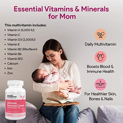 Nutri Supreme Prenatal Vitamin, Chewable Prenatal Vitamins for Women