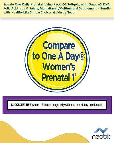 Equate One Daily Prenatal, Value Pack, 60 Softgels, with Omega-3 DHA, Folic Acid, Iron & Folate