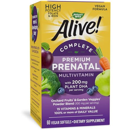 Nature's Way Alive! Complete Premium Prenatal Multivitamin for Women, Healthy Eye and Brain