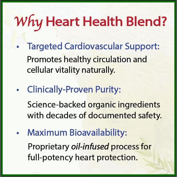 Bodymune Heart Health Blend Cholesterol Support – Organic Cardiovascular & Circulation Supplement – with Green Tea, Pomegranate & Black Seed Oil – 30Capsules – USDA Organic, Vegan