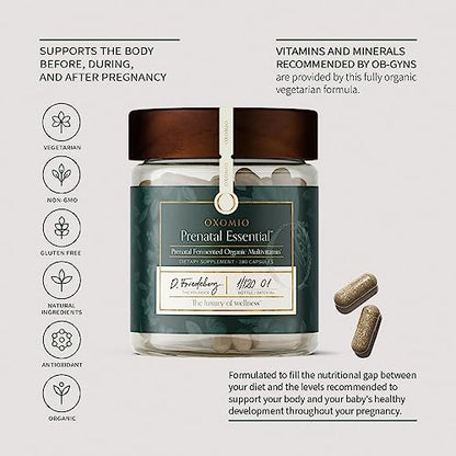 OXOMIO - Prenatal Essential - Prenatal Fermented Organic Multivitamin Higher bioavailability