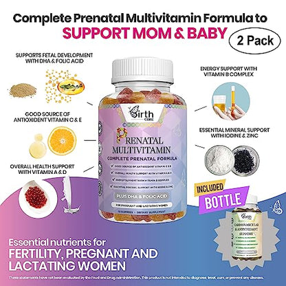 Prenatal Vitamins, Fetal Development, Folate, DHA, CoQ10, Daily Multivitamin Gummy, Folic Acid