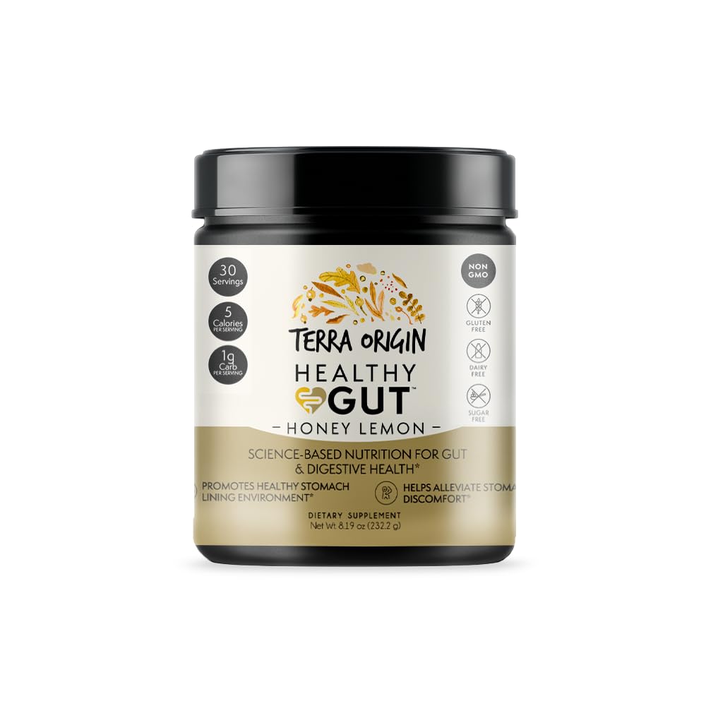 TERRA ORIGIN Healthy Gut Powder (Berry Flavor) |30-Servings with L-Glutamine, Zinc, Glucosamine, Slippery Elm Bark, Marshmallow Root and More!