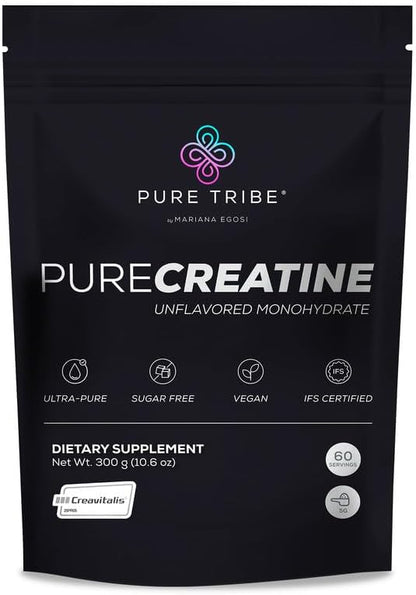 PureCreatine – Micronized Creatine Monohydrate Powered by Creavitalis – Unflavored Creatine Monohydrate Powder for Energy & Recovery – No Bloating, Easy Digestion – 5g per Scoop, 300g