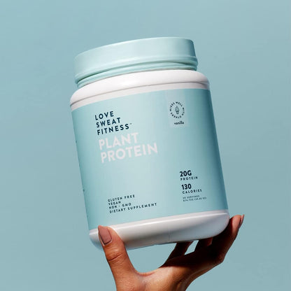 Love Sweat Fitness Organic Vegan Protein Powder for Women | 20g Plant Protein | No Bloat, No Chalk | Vanilla | Sugar Free, Gluten Free, Non-GMO | 28 Servings