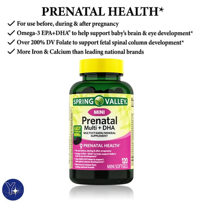 Mini Prenatal Multi + DHA Complete Multivitamin/Multimineral Supplement Spring Valley