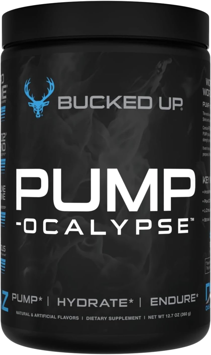 Pump-ocalypse Blue Raz | Nitric Oxide and L Arginine Supplement with Citrulline Malate, GlycerPump | Ultimate N.O. Booster | Lean Muscle Support for Blood Flow, Vascularity, Hydration and Endurance