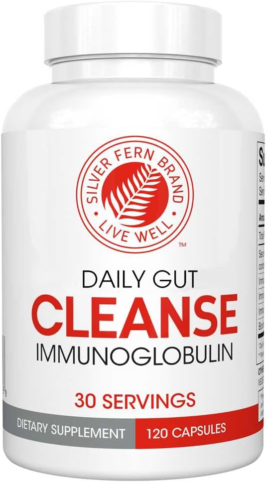 Silver Fern Cleanse - Daily Gut - 1 Bottle - 120 Capsules - 30 Day Supply | Immunoglobulin G, A & M -(IgG, IGA, IgM) - Digestive System & Immune System Support - Postbiotic
